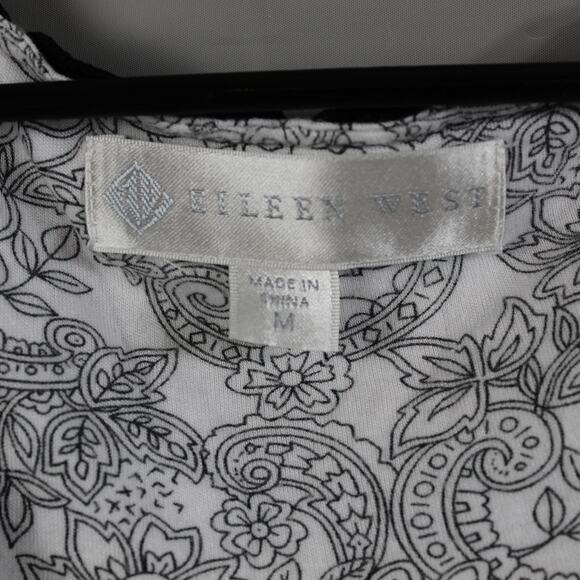 Eileen West Medium Maxi Paisley Floral Long Sleeve White Nightgown Cottagecore - Picture 4 of 11